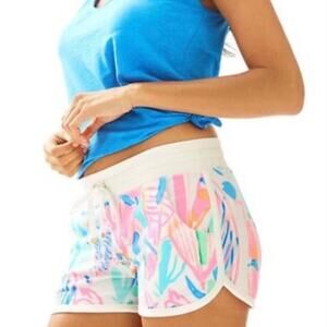 Lilly Pulitzer Chrissy Shorts Out To Sea Pink Blue Sailboat Beach Shorts Size XL